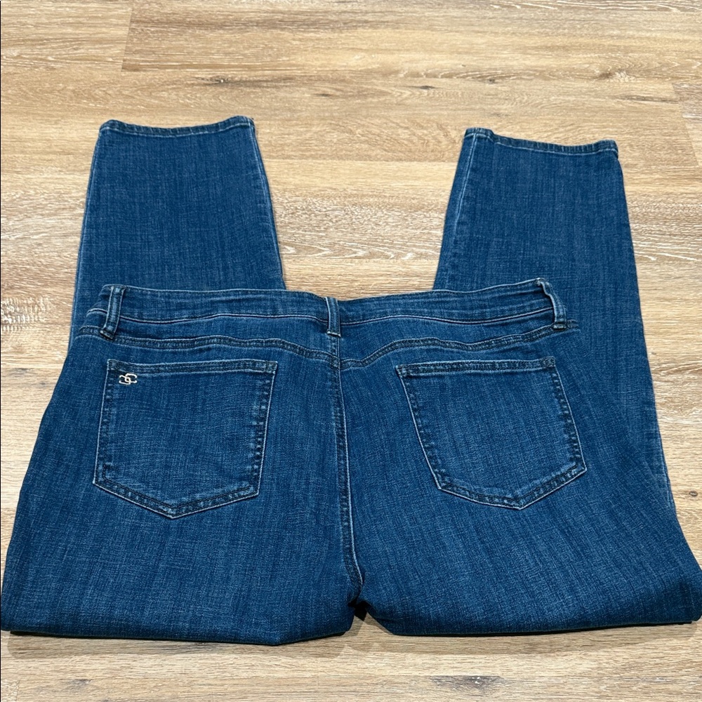 Chico's Dark Blue Embroidered Slimming GirlFriend Slim Leg Ankle Jeans Size 16 - Picture 6 of 10